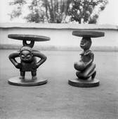 Fon sculpture at Chief Justin Aho, male & female figures. Abomey. c.1949-50. Photograph by W.B Fagg © RAI